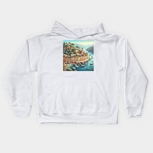 Portofino Italy Illustration Kids Hoodie